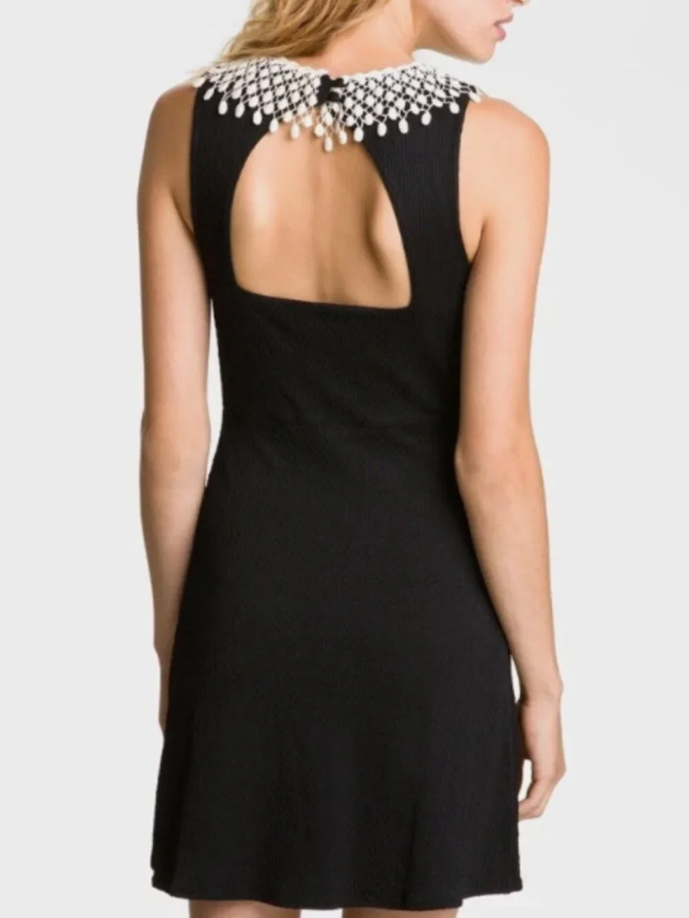NWOT‎ Free People Fit Flare Sleeveless Dress Women's Small Crochet Lace Collar